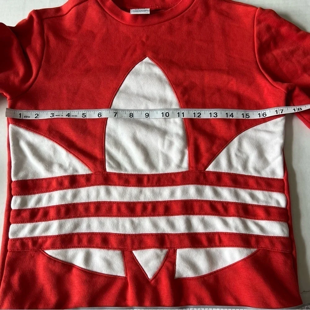 Adidas Junior Big trefoil crewneck sweatshirt red white size Medium